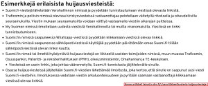 Esimerkkejä erilaisista huijausviesteistä