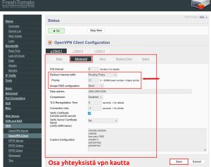 Openvpn advanced välilehti, vain osa vpn kautta