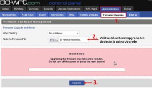 Varsinaisen ohjelmiston päivitys eli .bin- tiedosto.
