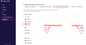 Wireguard määritys jossa ladataan asetustiedosto.