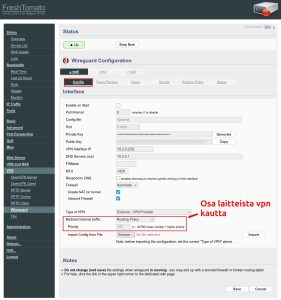 Wireguard määritys gonfig- välilehti