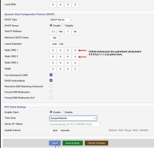 Vaihda halutessasi dns palvelimet yksityiseksi 9.9.9.9 ja 1.1.1.2