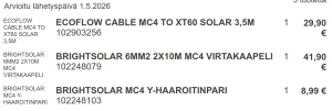 ECOFLOW CABLE MC4 TO XT60